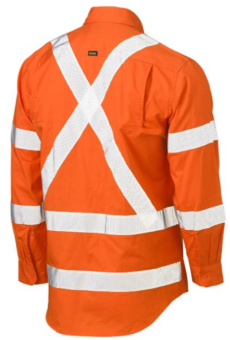 Shirt Bisley X Taped BioMotion Hi Vis Cool Lightweight Drill Shirt  155gsm