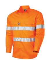 Shirt Drill 145gsm Lightweight Vented Long Sleeve Double Hoop Reflective Tape