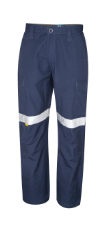 Trouser Cargo Pants Mid Weight Canvas Weave Silver Reflective Tape 270gsm