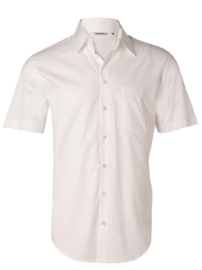 Shirt BENCHMARK Mens Self Stripe Short Sleeve Cotton Polyester Shirt