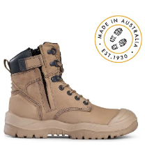 Boot MONGREL High Leg Zip Sided Lace UP Boot with Scuff Cap with RubberPU Sole STONE