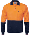 Polo Cotton Back 185gsm HiVis Long Sleeve Two Tone