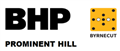 Embroidery BHP PROMINENT HILL White Logo  BYRNECUT Dual Logo Front Left Hand Side Wearingon BLACK Polo ShirtsBlack White  Gold Logo
