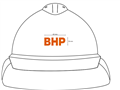 Safety Cap WHITE VGard with BHP ORANGE Logo Silver Reflective Tape on Sides  Back