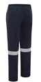 Trousers Ladies Lightweight with Silver Reflective Tape Cotton Drill Pants 310gsm Multi Pocket Cargo Navy