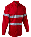 Shirt Lightweight 100 Cotton Drill 155gsm  Long Sleeve HiVis With RF Tape