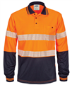 Polo Shirt Micromesh Long Sleeve HiVis Segment Taped Two Tone