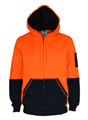 HiVis 2 Tone Hoodie Super Fleece Full Zip 300gsm