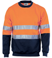 Sweater Hi Vis Two Tone Fleecy Sweat Shirt Sloppy Joe Crew Neck with  Silver Reflective Tape