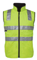 Vest Reversible HiVis LIME NAVY Day Night Vest with Silver Reflective Tape 100 Polyester Shell with Lining 290gsm Polar Fleece Contrast Colour