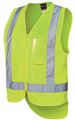 Vest HiVis DayNight Zipped with  Reflective Tape H Pattern Drop Tail