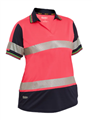 Polo Shirt Short Sleeve Bisley Womens Taped Two Tone Hi Vis VNeck Polo with Silver Reflective Tape