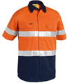 Shirt Bisley Hi Vis Ref tape Cool Light Weight Two Tone Short Sleeve Shirt  155gm