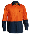 Shirt Bisley HiVis 100 Cotton Drill Two Tone Long Sleeve 190gsm