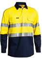 Shirt BISLEY Closed Front Light Cool Lightweight 100 Cotton Reflective Tape  Gusset Cuff