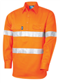 Shirt Closed Front Cotton Drill 190gsm Long Sleeve Reflective Hooped Tape
