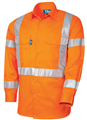 Shirt Mens Lightweight Vented HI Vis Orange Drill 160gsm with Perforated Tape Long Sleeve Reflective Tape X Back