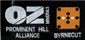 Embroidery OZ MINERALS PROMINENT HILL ALLIANCE in WHITE and BYRNECUT Logo in GOLD with BYRNECUT Text in WHITE on BLACK POLO SHIRTS ONLY