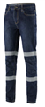 Jeans King Gee Urban Coolmax Bio Motion Stretch Slim Denim Work Jean with 2 Bands of Silver Reflective Tape on Legs