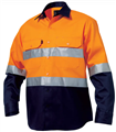 Shirt King Gee LS HiVis Reflective Spliced Drill Hoop Pattern 190gsm