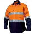 Shirt King Gee HiVis Closed Front Reflective Spliced Drill Hoop Pattern