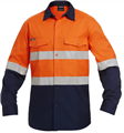 Shirt King Gee LS Workcool 2 HiVis  Reflective Spliced Hoop Tape Shirt 145gsm