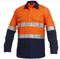 Shirt King Gee Workcool 2 Reflective Spliced Closed Front Shirt Long Sleeve with Silver Reflective