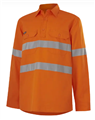 Shirt KING GEE Hi Vis WorkCool Vented Closed Front Long Sleeve Shirt with Silver Reflective Tape