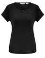 Top Ladies LANA Short Sleeve V Neck Classic Style TShirt in Soft Flowing Easy Care Fabric  98 Polyester 5 Elastane Jersey Knit