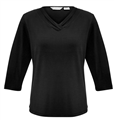 Top Ladies LANA 34 Sleeve V Neck Classic Style TShirt in Soft Flowing Easy Care Fabric  98 Polyester 5 Elastane Jersey Knit