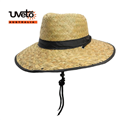 Straw Hat Light Weight UPF 50 rated broad brim hat with adjustable chin strap