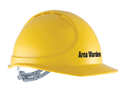 Cap Yellow Safety Cap with AREA WARDEN in Black Text on Front 3MAT010705641