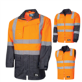 Jacket 6 in 1 Hi Vis with Silver Reflective Tape and Removable Inner Jacket with Zip Off Sleeves and Reflective Tape