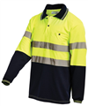 Polo Shirt Cotton Backed Polyester Hi Vis Long Sleeve Two Ton with Reflective Tape