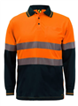 Polo WORKCRAFT Hi Vis Two Tone Long Sleeve with Silver Reflective Tape  100 Polyester Micromesh 157gsm