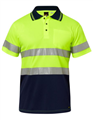Polo Workcraft Hi Vis Two Tone YellowNavy Short Sleeve with Silver Reflective Tape  100 Polyester Micromesh 157gsm