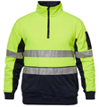 Polar Fleece WORKCRAFT Hi Vis YELLOWNAVY Half Zip Pullover with Silver Reflective Tape  100 Polyester Fleece 320gsm