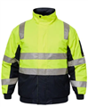 Jacket WORKCRAFT Hi Vis YELLOWNAVY Modern Bomber with Silver Reflective Tape