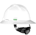 Safety HAT Wide Full Brim VGard 4PT White Unvented with OZ MINERALS  Logo  Silver Reflective Tape on Sides  Back