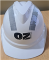 Safety Cap VGard White with OZ MINERALS  Logo  Silver Reflective Tape on Sides  Back