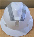Hat V Gard Wide Brim 4PT Suspension with Plastic Lamp Bracket and reflective tape White
