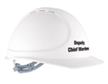 Hard Hat Vented Force360 with Deputy Chief Warden in Black Text on Front of White Hard Hat Premium Type 1 with Pinlock Harness