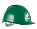Cap with FIRST AID and CROSS in White on Front of Safety Cap
