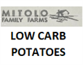Heatpress MITOLO FAMILY FARMS Logo with LOW CARB POTATOES Under in Black on Front Right Hand Side wearing on Orange SW40 Vests ONLY