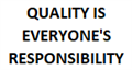 Heatpress QUALITY IS EVERYONES RESPONSIBILITY in Black Text in 3 Lines with Above and Below Lines on Upper BACK of Safety Vest Between The Silver Ref