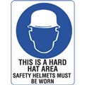 Sign This Is A Hard Hat Area Safety Helmets Must Be Worn 300 x 225 Metal