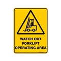 Sign Watch Out Forklift Operating Area 225mm x 300mm Metal 841748