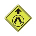 Sign Pedestrians Ahead Lime Green Class 1 Aluminium 600mm x 600mm