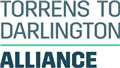 Embroidery TORRENS TO DARLINGTON ALLIANCE Logo Front Left Hand Side Wearingon Puffer Vests  JacketsWhite Light Green  Silver Logo58mmWide 33