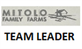 Heatpress MITOLO FAMILY FARMS Logo with TEAM LEADER Under in Black on Front Right Hand Side wearing on Orange SW40 Vests ONLY